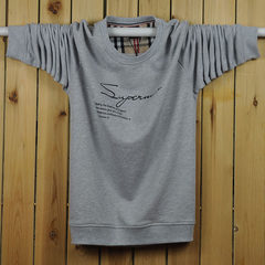 Spring and autumn Men Sport thin sweater Color Long Sleeve Shirt XL T-shirt coat fat fat 3XL [weight 190~210 kg] Signature [light grey]