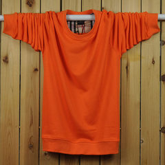 Spring and autumn Men Sport thin sweater Color Long Sleeve Shirt XL T-shirt coat fat fat 3XL [weight 190~210 kg] Light plate [orange]