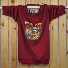Spring and autumn Men Sport thin sweater Color Long Sleeve Shirt XL T-shirt coat fat fat 3XL [weight 190~210 kg] Sun flower [wine red]