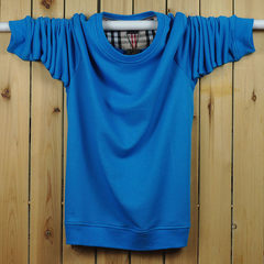 Spring and autumn Men Sport thin sweater Color Long Sleeve Shirt XL T-shirt coat fat fat 3XL [weight 190~210 kg] Light plate [blue]
