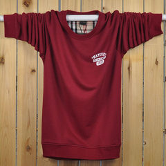 Spring and autumn Men Sport thin sweater Color Long Sleeve Shirt XL T-shirt coat fat fat 3XL [weight 190~210 kg] Claret