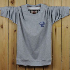 Spring and autumn Men Sport thin sweater Color Long Sleeve Shirt XL T-shirt coat fat fat 3XL [weight 190~210 kg] Light grey