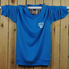Spring and autumn Men Sport thin sweater Color Long Sleeve Shirt XL T-shirt coat fat fat 3XL [weight 190~210 kg] blue