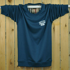 Spring and autumn Men Sport thin sweater Color Long Sleeve Shirt XL T-shirt coat fat fat 3XL [weight 190~210 kg] Jeans Blue
