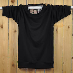 Spring and autumn Men Sport thin sweater Color Long Sleeve Shirt XL T-shirt coat fat fat 3XL [weight 190~210 kg] Light plate [black]