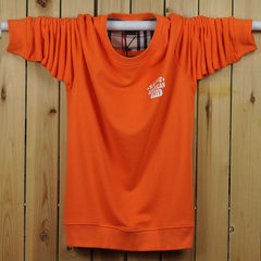 Spring and autumn Men Sport thin sweater Color Long Sleeve Shirt XL T-shirt coat fat fat 3XL [weight 190~210 kg] Orange