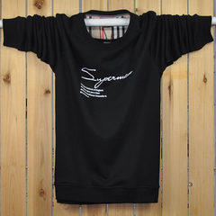 Spring and autumn Men Sport thin sweater Color Long Sleeve Shirt XL T-shirt coat fat fat 3XL [weight 190~210 kg] Signature [black]
