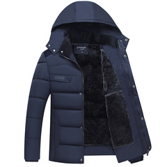 The elderly male father grandfather winter coat and cotton velvet cotton padded jacket in winter a thickened middle-aged man 3XL 001 thickening with velvet blue
