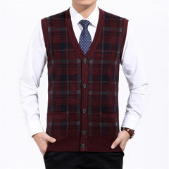 Autumn and winter vest middle-aged man in old men's Cardigan Sweater Vest dad wool vest sweater 180/120 B98-1 purple