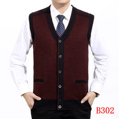 Autumn and winter vest middle-aged man in old men's Cardigan Sweater Vest dad wool vest sweater 180/120 B302 red
