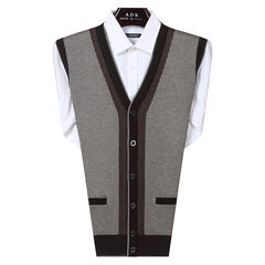 Autumn and winter vest middle-aged man in old men's Cardigan Sweater Vest dad wool vest sweater 180/120 5803 gray (Beige)