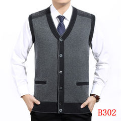 Autumn and winter vest middle-aged man in old men's Cardigan Sweater Vest dad wool vest sweater 180/120 Ash in B302