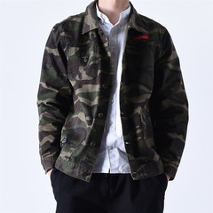 Casual jeans, spring and autumn jacket, tide brand, retro style, Korean trend, students' thin men's jacket 3XL Fan color