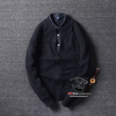 [54] Yishe Gucci autumn cotton knit cardigan collar male simple leisure sweater coat XS [black] simple knitted cardigan