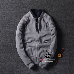 [54] Yishe Gucci autumn cotton knit cardigan collar male simple leisure sweater coat XS [card] simple gray knit cardigan