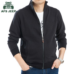 Battlefield Jeep Mens Long sleeve cotton jacket unlined zipper cardigan collar pure autumn sportwear 3XL A black word