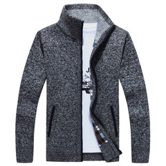 Every autumn and winter special offer men sweater coat and cashmere sweater collar cardigan loose thick warm sweater 3XL Dark grey