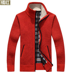 Every autumn and winter special offer men sweater coat and cashmere sweater collar cardigan loose thick warm sweater 3XL Big red