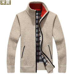 Every autumn and winter special offer men sweater coat and cashmere sweater collar cardigan loose thick warm sweater 3XL Beige