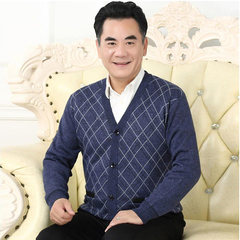 Male elderly with cashmere sweater cardigan sweater coat thickened old grandpa XL father put in autumn and winter 175/88A Zunguilan