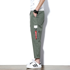 The Korean version of the new trend of all-match tapered pants men loose wide leg pants students fall nine casual pants 3XL Army green