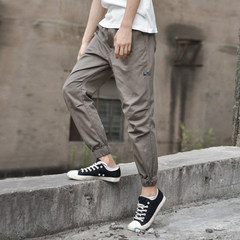 The fall of the new slim Japanese Korean overalls pants nine male fashion casual pants pants feet upon students M gray