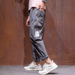 MRXXX Japanese retro nine pants men's casual pants students all-match labeling Street tide tide brand jeans 3XL Dark grey