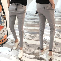 Spring and autumn new casual pants, men's thin stretch stretch feet pants, men's pants, teenage Korean version of men's nine points pants Thirty-four 105 spring and summer - thin light gray