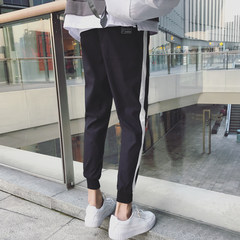 The fall male pants trend of Korean pants nine feet pants pants Haren upon leisure sports students all-match self-cultivation 3XL black