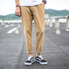 Japanese new fall nine pants Shawn Yue men's casual pants pants pants youth all-match solid tide 3XL Khaki