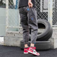 PUGESE small all-match embroidery pants nine man Japanese youth fashion straight pants students tide brand jeans 3XL Freight insurance!