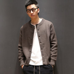 Macheda winter color trend of Korean leisure long sleeved sweater cardigan sweater slim Japanese retro coat M Coffee