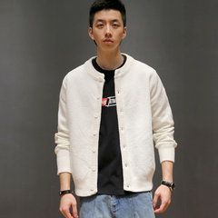 Macheda winter color trend of Korean leisure long sleeved sweater cardigan sweater slim Japanese retro coat M white