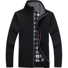 Special offer every day men autumn Zip Sweater Cardigan coat sweater loose turtleneck collar men thickening 3XL black