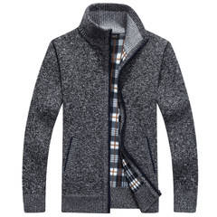 Special offer every day men autumn Zip Sweater Cardigan coat sweater loose turtleneck collar men thickening 3XL Dark grey
