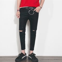 2017 autumn nine cent jeans, Korean style 28 yards and 70-100 catties Atmospheric Black