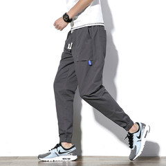 Autumn pants, men's loose Korean version, trend sports pants, fat XL, fat man Haren pants, nine point slacks 3XL gray