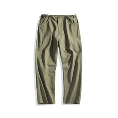 Autumn casual pants, male ulzzang korean version, young students, Japanese style, retro trend, straight leg, wide leg pants S Army green