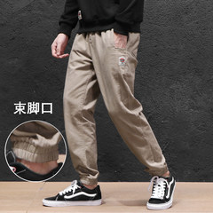 Tide brand Japanese wash old male nine pants overalls trend baggy pants pants 9 teenagers all-match 3XL (upon Khaki version)
