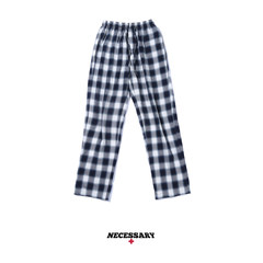 NECY 17ss Vintage plaid pants baggy pants and loose casual BF wind all-match straight legged trousers with a INS Buy a thick shop look at the shop another pants Blue and white