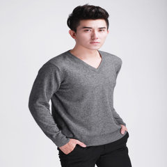 17 new winter and autumn V men's cashmere sweater, knitted sweater, pure color Pullover Sweater, round collar package 175/88A V collar grey