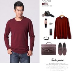17 new winter and autumn V men's cashmere sweater, knitted sweater, pure color Pullover Sweater, round collar package 175/88A Purple in round neck