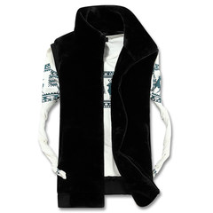 [day] special offer new large size soft vest imitation mink cashmere coat Kanjian Korean men's winter warm tide M Black collar []