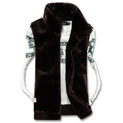 [day] special offer new large size soft vest imitation mink cashmere coat Kanjian Korean men's winter warm tide M Brown collar []