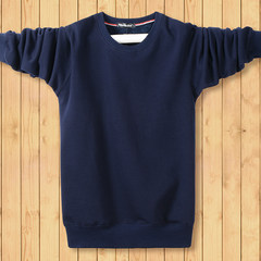 Wu Jing with autumn and winter with thick warm cashmere sweater XL long sleeved T-shirt loose fat fat male 5XL code recommended 200-220 Jin Tibet Navy