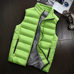 New Korean men down cotton vest vest vest vest size couple slim female thick coat XL green