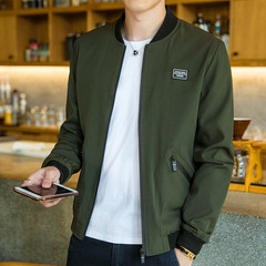 The fall of men's casual jacket to increase fat fat fat baseball uniform jacket jacket men loose code 3XL Army green 1709
