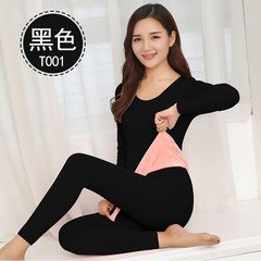 The winter thermal underwear with thickened slim lady cashmere cotton long johns student body tight backing suit Elasticity super good about 80-100 catties 001 classic black