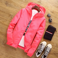 Men's spring and autumn thin coat male Hooded Jacket XL loose fat fat young fat 200 pounds 7XL (250-275 Jin) Zipper does not reflect red watermelon red