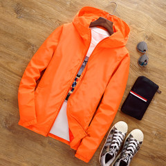 Men's spring and autumn thin coat male Hooded Jacket XL loose fat fat young fat 200 pounds 7XL (250-275 Jin) The zipper does not reflect the color of orange